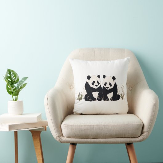 Schattigee reuzenpanda's zitten bij elkaar kussen (Stoel)