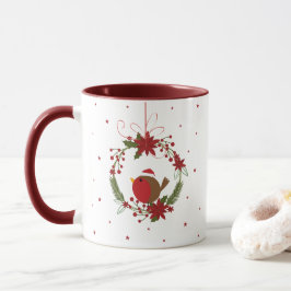 Schattigee robin kerstkrans hangende decoratie mok