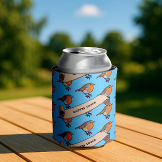 Schattigee Robin Natuur Lover Retro Pixel Art Patt Blikjeskoeler