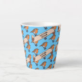 Schattigee Robin Natuur Lover Retro Pixel Art Patt Latte Mok (Voorkant)