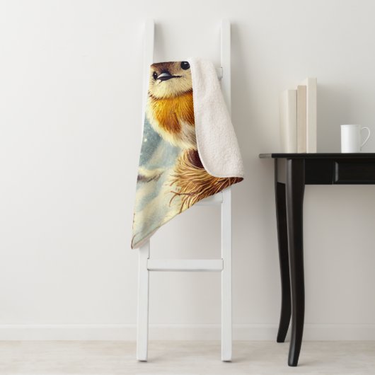 Schattigee Robins, Frozen Christmas Sherpa Deken (In situ)