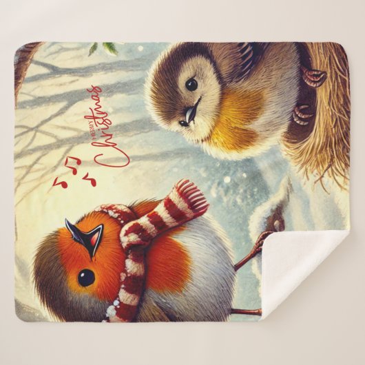 Schattigee Robins, Frozen Christmas Sherpa Deken (Voorkant (horizontaal))
