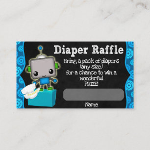 Schattigee Robot Baby shower Luier Raffle Tickets Informatiekaartje
