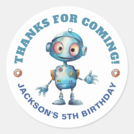 Schattigee Robot Dank u Kinderen Verjaardag Ronde Sticker