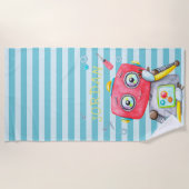 Schattigee Robot gepersonaliseerde strandlaken (Voorkant)