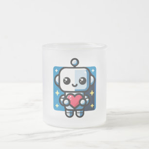 Schattigee Robot Holding Heart - Schattige liefde Matglas Koffiemok