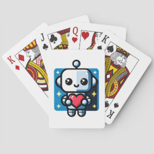 Schattigee Robot Holding Heart - Schattige liefde Pokerkaarten