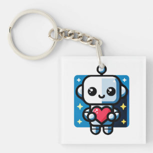 Schattigee Robot Holding Heart - Schattige liefde Sleutelhanger