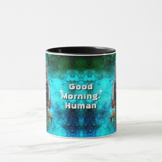 Schattigee Robot Retro  Cool Goedemorgen Mens Mok (Midden)