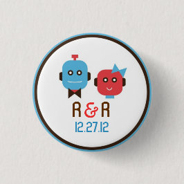 Schattigee Robot Thema Bruiloft Ronde Button 3,2 Cm