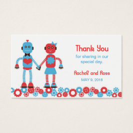 Schattigee Robot Thema Bruiloft Visitekaartje