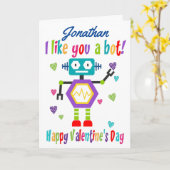 Schattigee Robot Valentijnsdag Kaart (Gele Bloem)