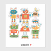 Schattigee robots terug naar school kunst sticker (Vel)