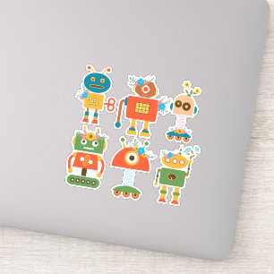 Schattigee robots terug naar school kunst sticker