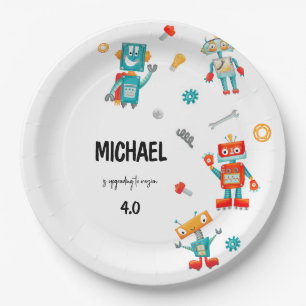 Schattigee Robots Verjaardagspapier Bord