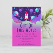 Schattigee Rocket Outer Space Kids Verjaardag Kaart (Staand voorkant)