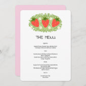 Schattigee Rode Aardbei Bladderige Wedding Menu Ui Kaart (Voorkant / Achterkant)