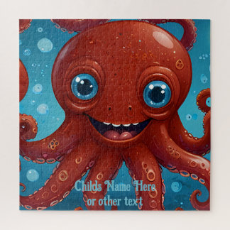 Schattigee rode Baby octopus glimlacht onder het Z Legpuzzel