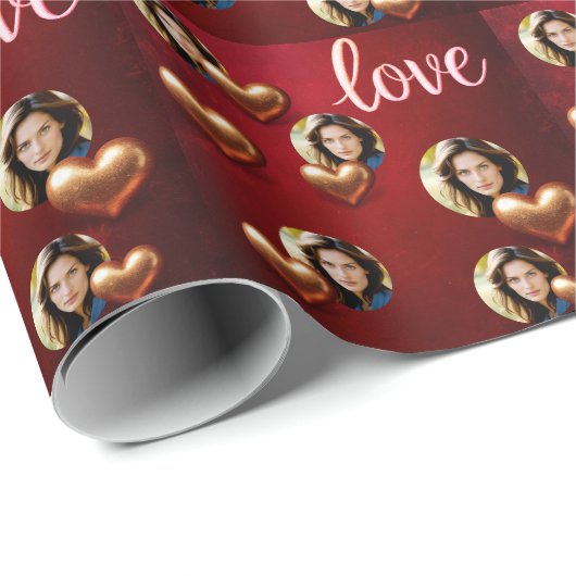 Schattigee Rode Bloemen & Roze Harten Valentijnsda Cadeaupapier (Rol Hoek)