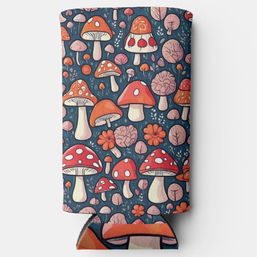 Schattigee rode bloemenpaddenstoelen in groen deco (Voorkant)