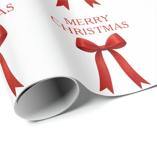 Schattigee rode boog vrolijk kerstfeest cadeaupapier (Rol Hoek)