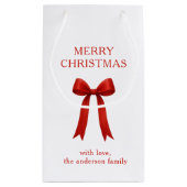 Schattigee rode boog vrolijk kerstfeest klein cadeauzakje (Achterkant)