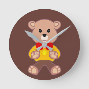 Schattigee Rode Bowtie Beige Teddy Bear Brown Ronde Klok