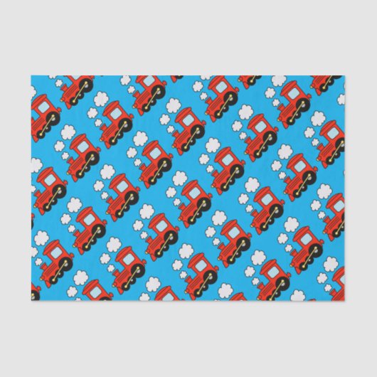 Schattigee rode choo choo trein kind verjaardagsca tissuepapier (Voorkant)