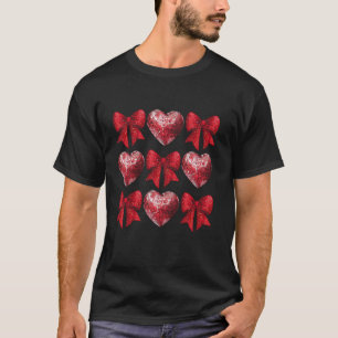 Schattigee Rode Coquette Bow Hart Discobal Schatti T-shirt