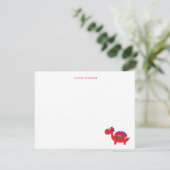 Schattigee Rode Dinosaurus Kinder dank u Bedankkaart (Staand voorkant)