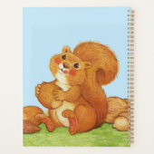 Schattigee rode eekhoorn met eikel in grasblauwe l planner (Achterkant)