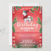 Schattigee Rode Eenhoorn Kerstfeest Save The Date (Voorkant)