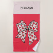 Schattigee rode en blush coquette hart boog strandlaken (Voorkant)