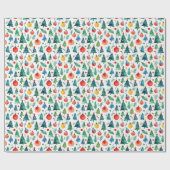Schattigee rode en groene kerstboom Pine Waterverf Cadeaupapier (Vlak)