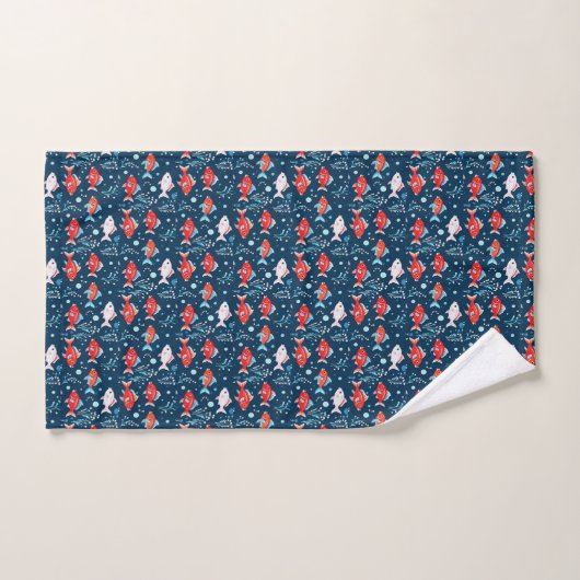 Schattigee rode en witte vis bad handdoek (Handdoek)