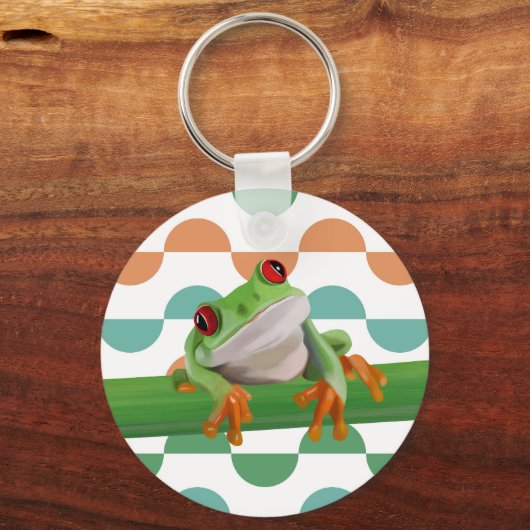 Schattigee rode eyed boomkikker kleurrijke geometr sleutelhanger (Achterkant)