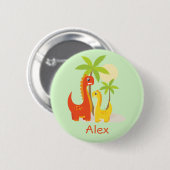 Schattigee Rode Gele Dinosaurus Gepersonaliseerde  Ronde Button 5,7 Cm (Voorkant /achterkant)