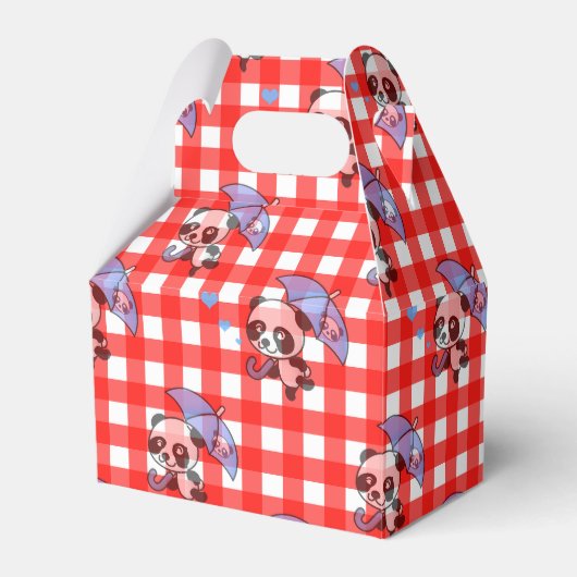 Schattigee rode gingham check ontwerp bedankdoosjes (Voorkant Zijde)