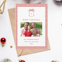 Schattigee Rode Gingham Plaid Monogrammed Kerst