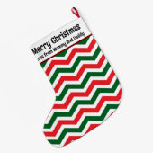 Schattigee rode, groene, witte Chevron Santa en Sn Grote Kerstsok (Achterkant (Hangend))