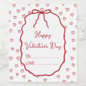 Schattigee Rode Harten & Boog Custom Valentijnsdag Wijn Etiket (Enkel label)