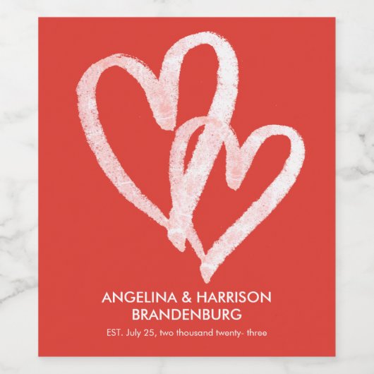 Schattigee rode harten Valentijnse  Koppels Wijn Etiket (Enkel label)