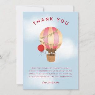 Schattigee Rode Hete Luchtballon Baby shower Bedankkaart