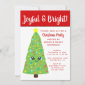 Schattigee rode Kawaii kerstboom Kind kerstfeest Kaart (Voorkant)