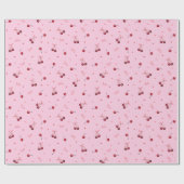 Schattigee rode kersen harten bogen op roze cadeaupapier (Vlak)