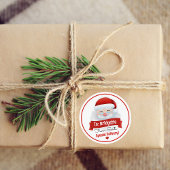 Schattigee rode kerstman kerstcadeau ronde sticker