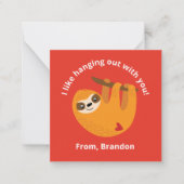 Schattigee Rode Kinder Luiaard Valentijnsdag Note Notitiekaartje (Voorkant)