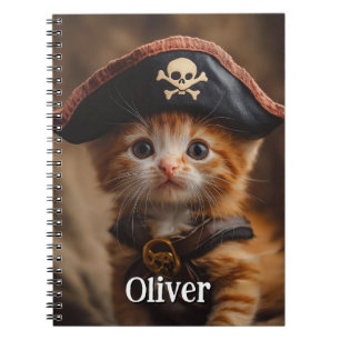 Schattigee rode kitten piraten foto notitieboek