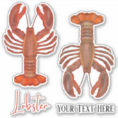 Schattigee rode kreeften Custom Ocean Nautical Sticker (Voorkant)