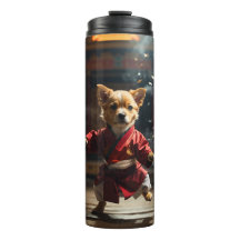 Schattigee rode kung fu puppy